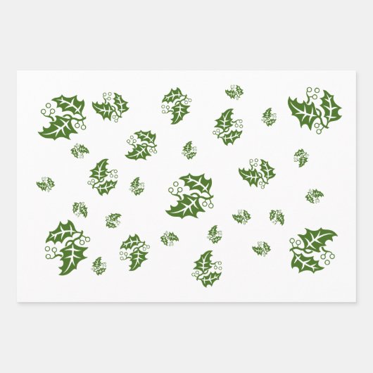 Geschenkwrap-Set - Holly-Blätter Geschenkpapier Set (Vorderseite 3)