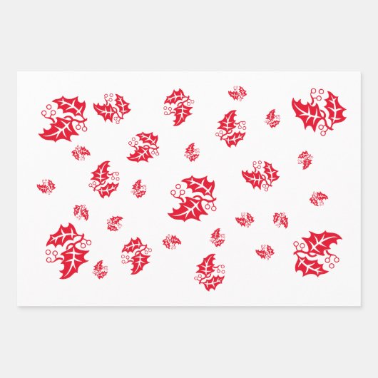 Geschenkwrap-Set - Holly-Blätter Geschenkpapier Set (Vorderseite 2)