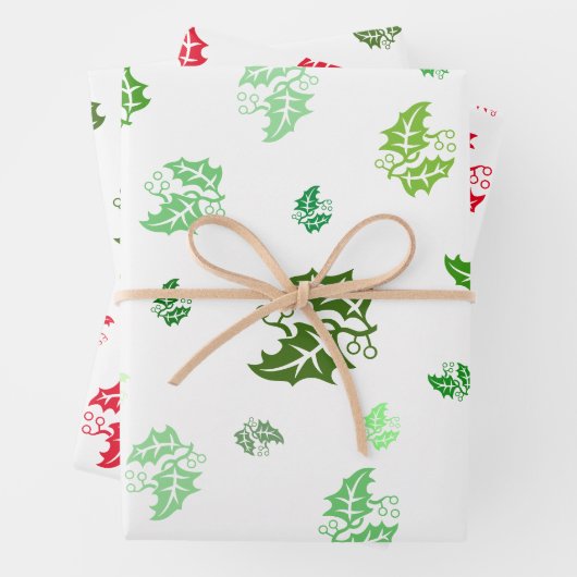 Geschenkwrap-Set - Holly-Blätter Geschenkpapier Set (Beispiel)