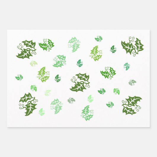 Geschenkwrap-Set - Holly-Blätter Geschenkpapier Set (Vorderseite)