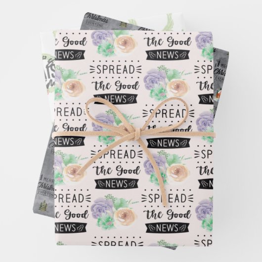 Geschenkwrap Set von 3 Aquarellwein Weihnachtsvari Geschenkpapier Set (Beispiel)