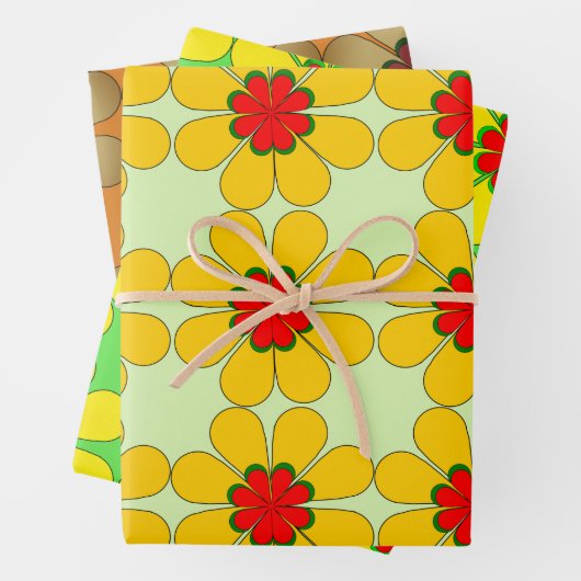 Geschenkwrap - Stilisierte Daisies Geschenkpapier Set (Beispiel)