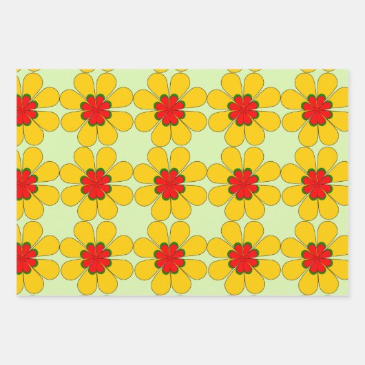 Geschenkwrap - Stilisierte Daisies Geschenkpapier Set (Vorderseite)