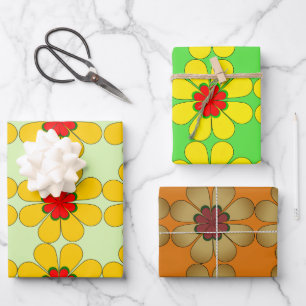 Geschenkwrap - Stilisierte Daisies Geschenkpapier Set