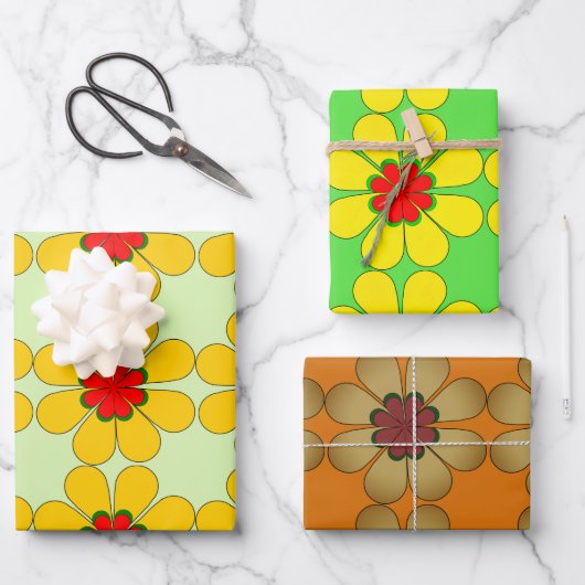 Geschenkwrap - Stilisierte Daisies Geschenkpapier Set (Vorderseite)