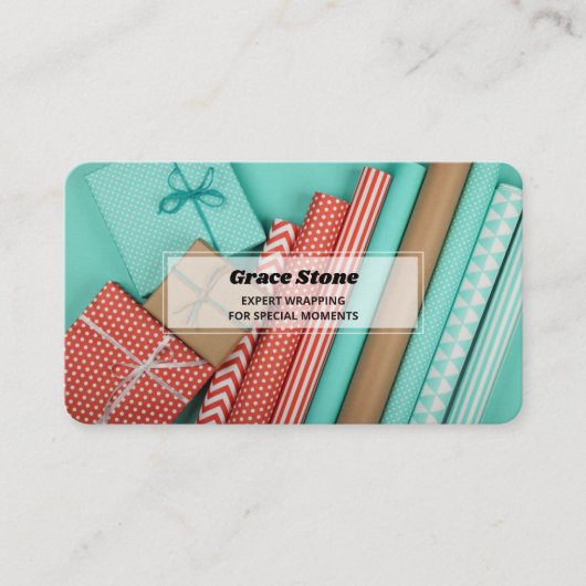 Geschenkwrapping Visitenkarte (Vorderseite)