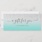 Geschenkzertifikat Aquamariner Silberner Glitzer (Vorderseite)