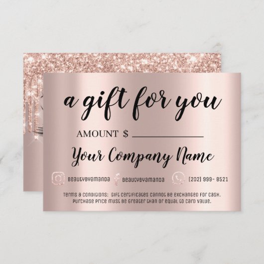 Geschenkzertifikat Brows Lash Extension Rose Tropf (Vorne/Hinten)