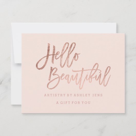 Geschenkzertifikat erröten das schöne Rosengold Einladung (Vorderseite)