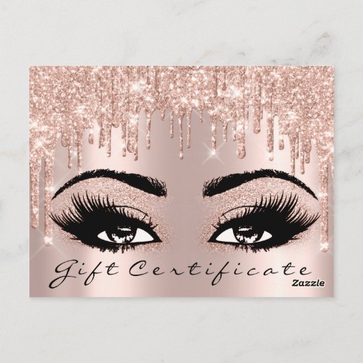 Geschenkzertifikat Eyelashes Confetti Makeup Artis Postkarte (Rückseite)