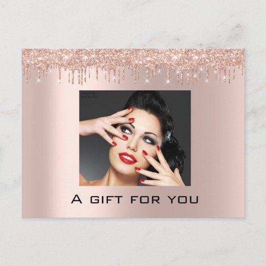 Geschenkzertifikat Feiertage Schönheit Rose Tropfe Postkarte (Vorderseite)