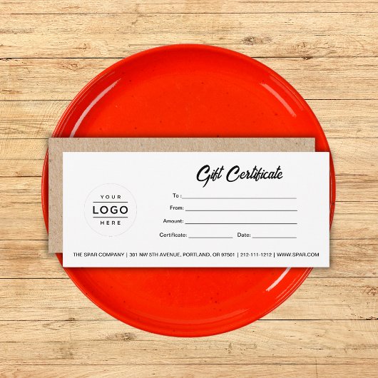 Geschenkzertifikat für benutzerdefinierte Firmenlo