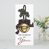 Geschenkzertifikat Gold Bell Dark Red Ribbon (Stehend Vorderseite)
