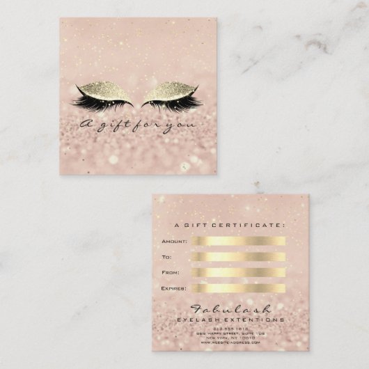 Geschenkzertifikat Gold Glitzer Lashes Makeup Arti Rabattkarte (Vorne/Hinten)