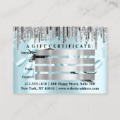 Geschenkzertifikat Haarstylist Nails Blue Silver Visitenkarte (Rückseite)