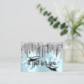 Geschenkzertifikat Haarstylist Nails Blue Silver Visitenkarte (Stehend Vorderseite)