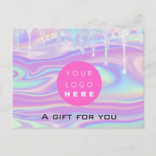 Geschenkzertifikat Holograph Unicoron Logo Pink Tr Postkarte (Vorderseite)