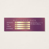 Geschenkzertifikat Kupfer-Rose Gold Lashes Makeup (Rückseite)