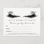 Geschenkzertifikat Lashes Erweiterung Makeup White Postkarte (Vorderseite)