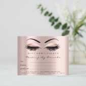 Geschenkzertifikat Lashes Erweiterung Makeuws Brow Postkarte (Stehend Vorderseite)