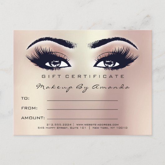 Geschenkzertifikat Lashes Extension Makeup Artist Postkarte (Vorderseite)