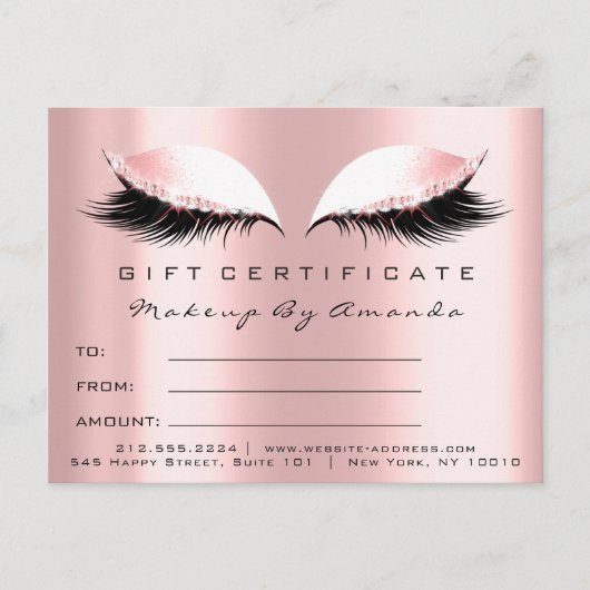 Geschenkzertifikat Lashes Extension Makeup Artist Postkarte (Vorderseite)
