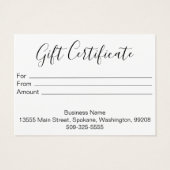 Geschenkzertifikat mit Logo (Rückseite)