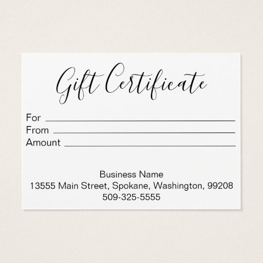 Geschenkzertifikat mit Logo (Rückseite)