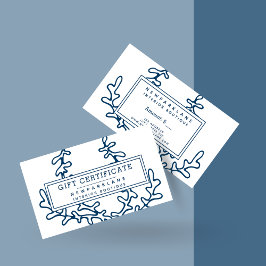 Geschenkzertifikat Muster der Pflanze des blauen M Visitenkarte