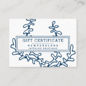 Geschenkzertifikat Muster der Pflanze des blauen M Visitenkarte (Vorderseite)