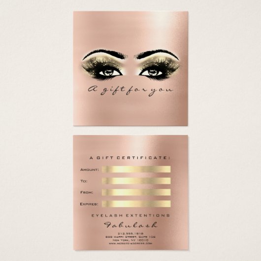 Geschenkzertifikat Rose Blush Lashes Makeup Artist (Vorne & Hinten)
