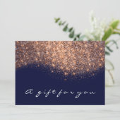 Geschenkzertifikat Rose Gold Glitzer Copper Blue N (Stehend Vorderseite)
