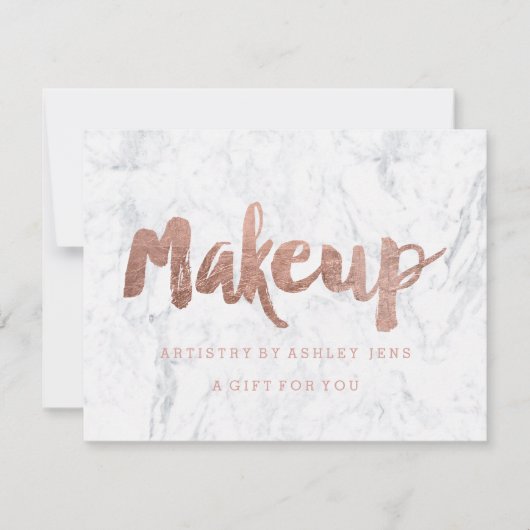 Geschenkzertifikat Rose Gold Make-up Skript Marmor (Vorderseite)