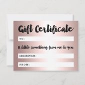 Geschenkzertifikat Rose gold Schönheitsskript meta (Rückseite)