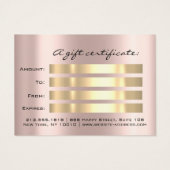 Geschenkzertifikat Rose Tropfen Lashes Makeup Arti (Rückseite)