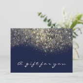 Geschenkzertifikat Sepia Gold Glitzer Blue Navy Gl (Stehend Vorderseite)