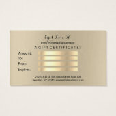 Geschenkzertifikat Sepia Gold Lashes Makeup Artist (Rückseite)