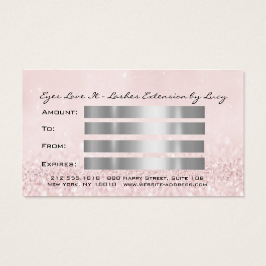 Geschenkzertifikat Silver Pink Lash Extension Make (Rückseite)