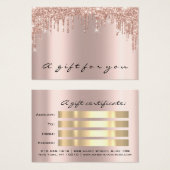 Geschenkzertifikat-Tropfen Lashes Gold-Rose-Makeup (Vorne & Hinten)
