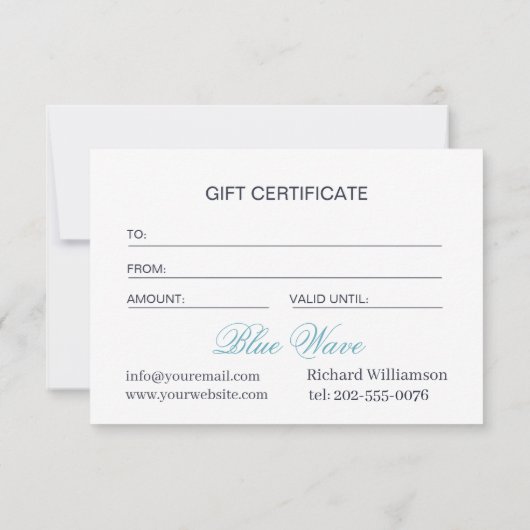 Geschenkzertifikat "Water Feature Business" (Rückseite)