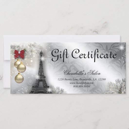 Geschenkzertifikat Xmas Salon Eiffel Tower Paris (Vorderseite)
