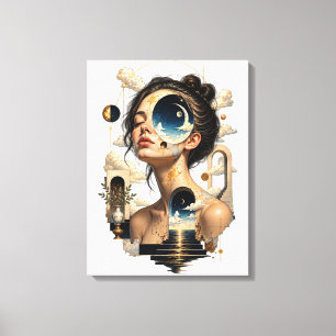 Geschertes Leinwandbild, das ein surrealistisches Leinwanddruck