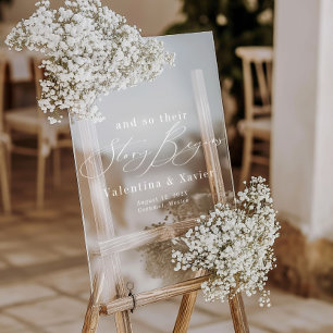 Geschichte Beginnt Elegante Hochzeit Begrüßung Acrylschild