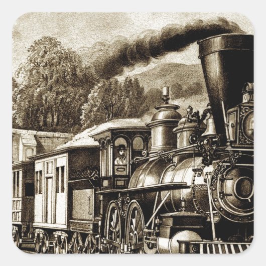 Geschichte der Dampflokomotive-Motor Quadratischer Aufkleber (Vorderseite)