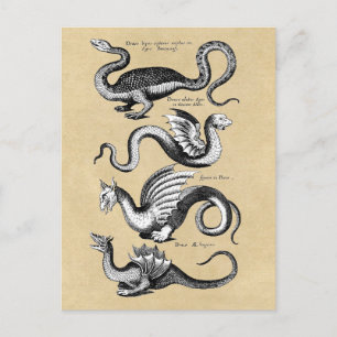 Geschichte der Drachen Sepia Postkarte