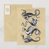 Geschichte der Drachen Sepia Postkarte (Vorne/Hinten)