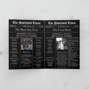Geschichte des Programms "Black Newspaping Wedding Einladung