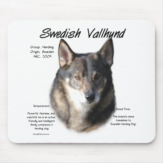 Geschichte des schwedischen Vallhund Mousepad (Vorne)