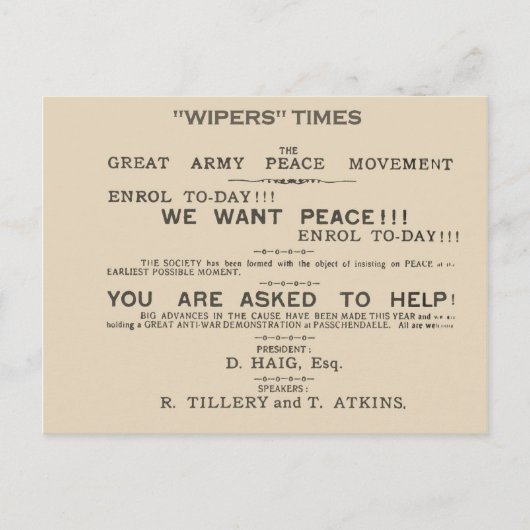 Geschichte, Facsimile-Header von Wipers Times 1917 Postkarte (Vorderseite)