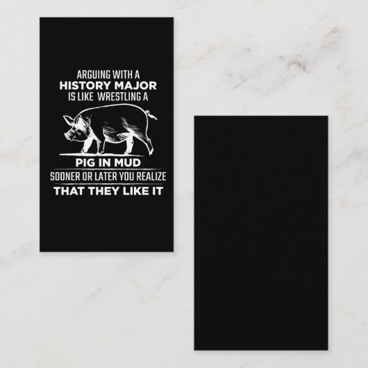 Geschichte Hauptstreiter der Schweinelehrer Visitenkarte (Vorne/Hinten)